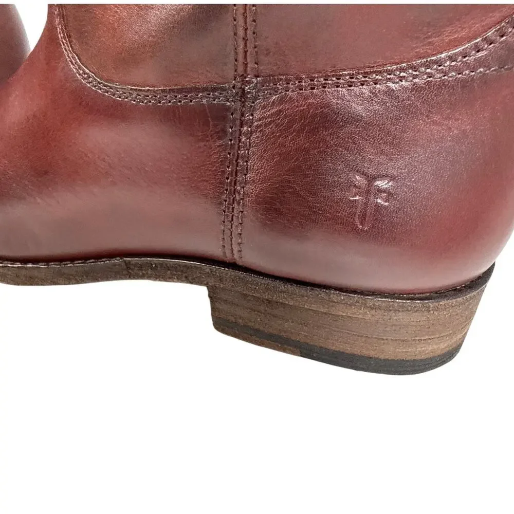 Frye Melissa ButtonTall Boots‎ Womens 8 Mahogany Vintage Leather Pull On